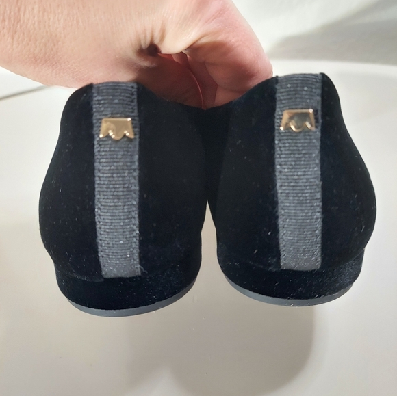 BIRDIES The Goldfinch 15 Black Velvet Pointed Toe V-Throat Slip On Flat WM Sz 7 - Picture 7 of 13